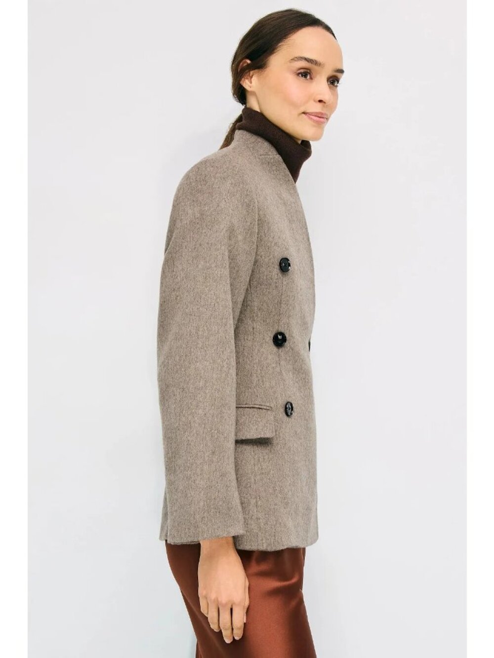 Co Sculptural Collarless Jacket in Oatmeal Small Womens Wool Blazer - Picture 13 of 16